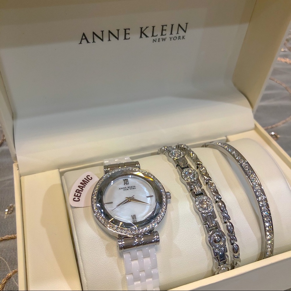 Anne Klein New York Ceramic White Watch Set